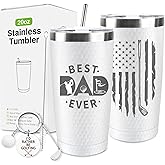 CUPLOOV Father's Day Golf Gifts for Men Dad, 20 Oz Best Dad Ever Golf Lovers Stainless Steel Tumbler Cup with Straw, Lid and Keychain for Boyfriend Husband Grandpa, Ideas for Christmas Gifts