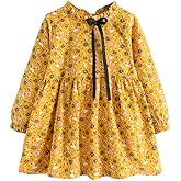 Mud Kingdom Fashion Little Girls Floral Dress Long Sleeve Ruffled Cute Spring Autumn
