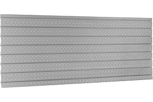 NEWAGE PRODUCTS INC. NewAge Products Pro/Perf Plus 2.0 84in Diamond Plated Silver Slatwall Backsplash, Garage Wall Organizers, 51714