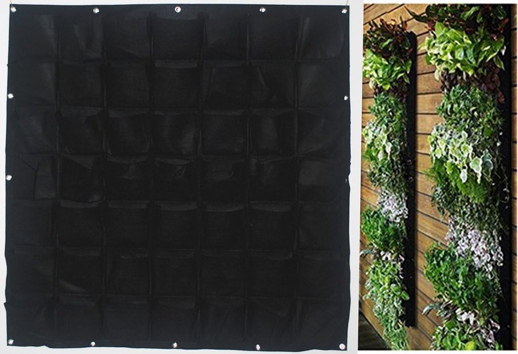 YINO Vertical Wall Garden Planter,Wall Hanging Planting Bags,Wall Mount Planter Solution (49 Bags, Black)