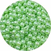 300pcs Pearl Beads for Crafts 8mm AB Colors Round Loose Pearl Beads for Necklaces Bracelets Earrings Jewelry Making Home Decoration(Light Green AB)