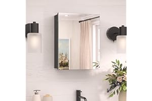 TokeShimi 14 x 18 Black Medicine Cabinet with Mirror Tempered, Aluminum Mirror Medicine Cabinet Wall Mounted or Recessed with Stepless Adjustable Amply Storage Metal for Modern Farmhouse