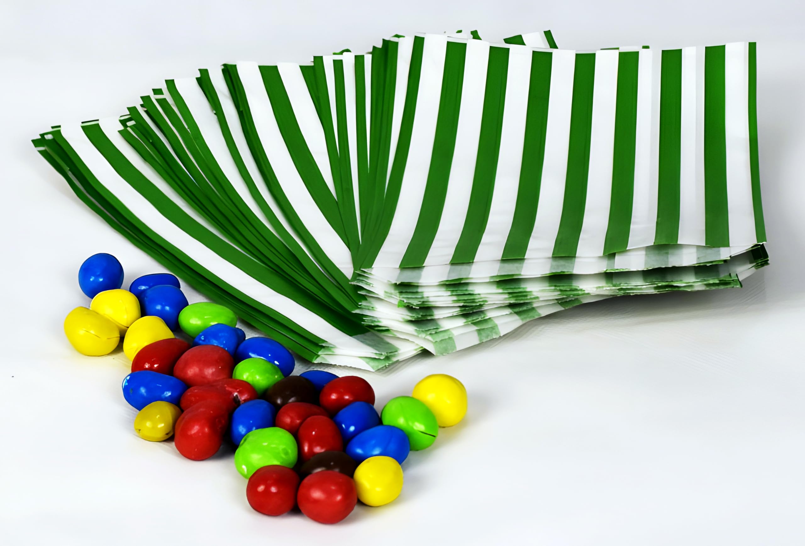 5" x 7" Green Candy Striped Sweet Paper Bags | Pack of 300 | Wedding Buffet Favour Cake Gift Pick n Mix Shop