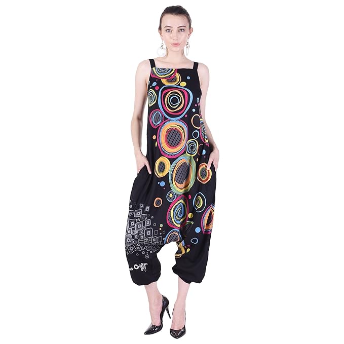 en's Rayon Black Printed Jumpsuit(LIO-58-XS)