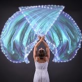 Grinsvalley 2 Pcs 55" LED Light-up Worship Flags for Dance Church Praise | Angel Wing Semicircle Worship Glowing Flags with Scalable Rod for Stage Performance, Festivals &amp; Religious Events, Carnival