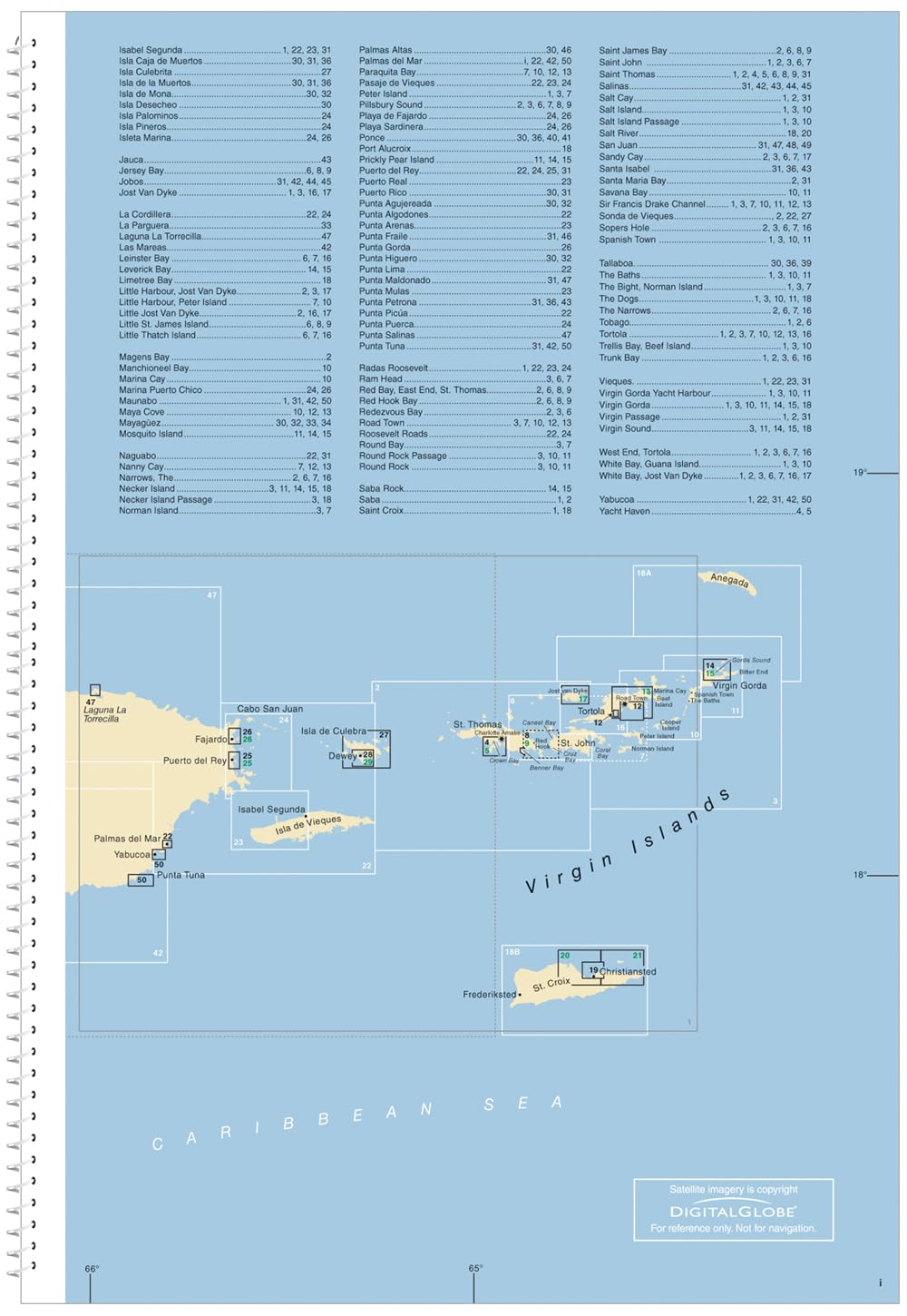 MAPTECH Compact ChartKit and Cruising Guide, Virgin Islands and Puerto Rico, 8th Edition, 100 Pages Full-Color Charts, Spiral Bound, 18