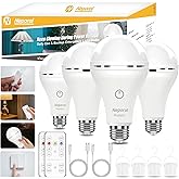MagixPro Remote Rechargeable Light Bulbs, USB & Socket Charging, 1800mAh Battery, Dimmable LED Bulb for Hardwired & Non-wired Lamps Sconces, Touch + Remote Control, Wall Switch Compatible, 4PK