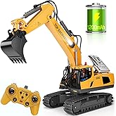 WELIN Remote Control Excavator Toys - 11CH RC Excavator with Metal Bucket, Rechargeable Construction Engineering Digger Vehic