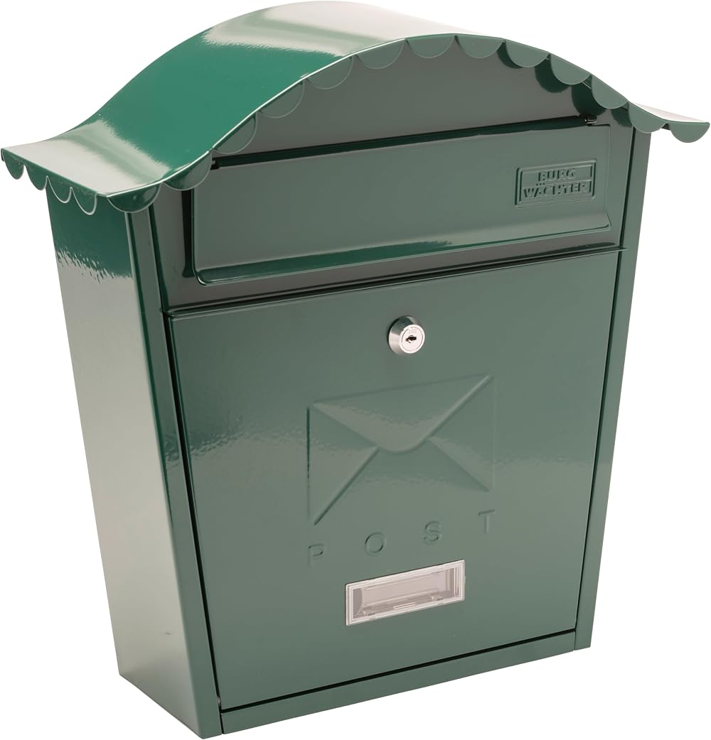 Burg-Wächter MB01G Green Classic Wall Mounted Galvanised Steel Lockable Post Box