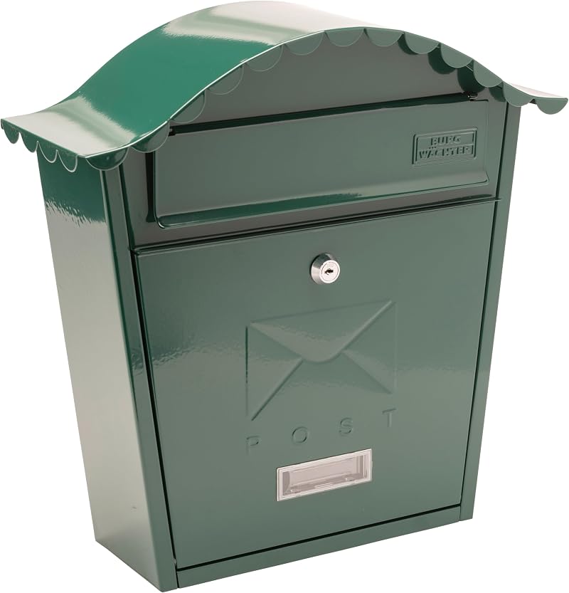 Burg-Wächter MB01G Green Classic Wall Mounted Galvanised Steel Lockable Post Box