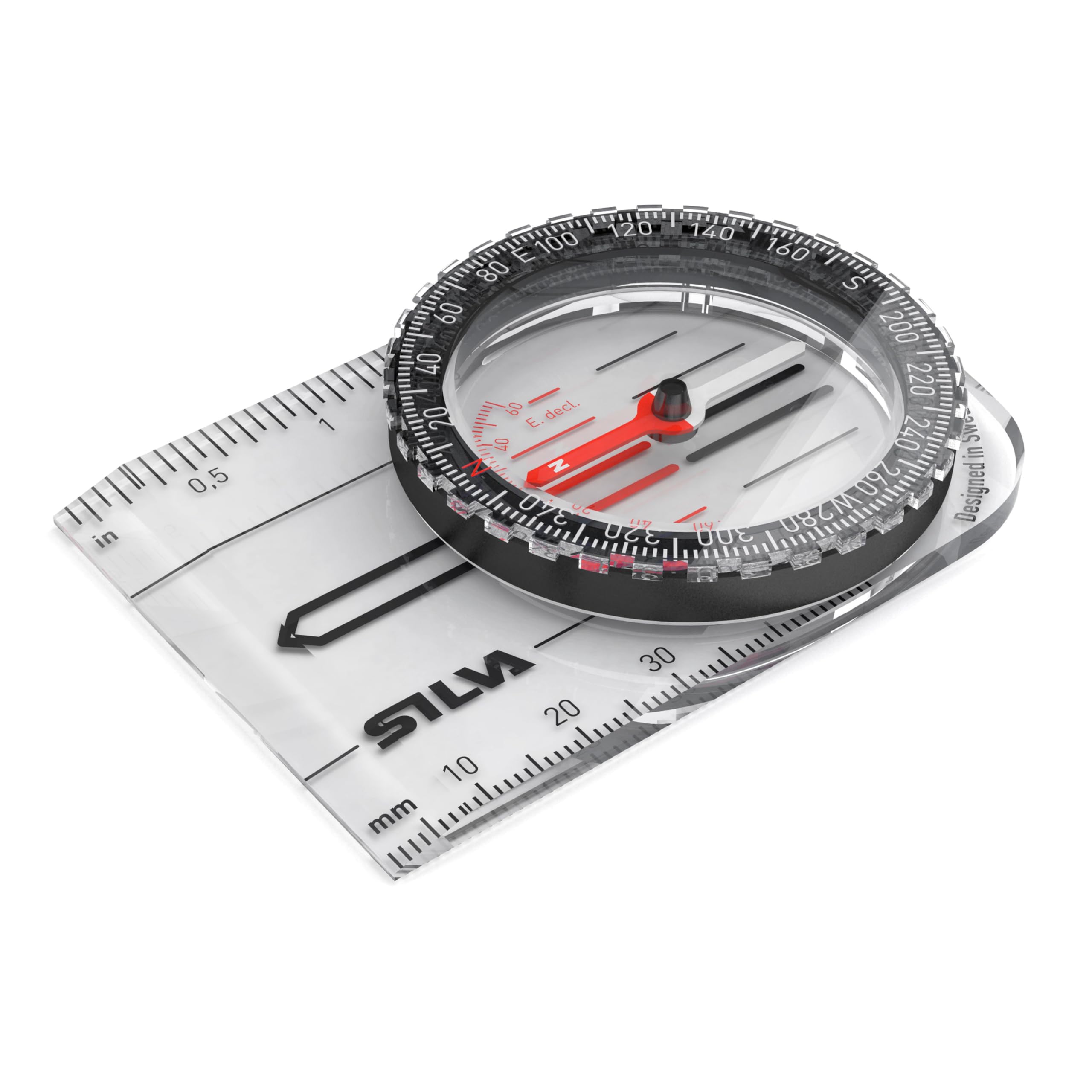 Silva Compass Navigation - Starter 1-2-3 Black - Entry Level and Kids Compass - Measuring Scales in mm & Inches - With Rotatable Housing - For Hiking and Outdoors