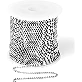 [66 Feet/ 20M] Stainless Steel Curb Chain, 2mm 304 Stainless Steel Chains Flat Twisted Links Curb Chain Bulk for Jewelry Making DIY Craft