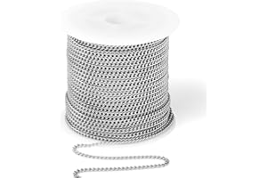 CADIKEZ [66 Feet/ 20M] Stainless Steel Curb Chain, 2mm 304 Stainless Steel Chains Flat Twisted Links Curb Chain Bulk for Jewelry Making DIY Craft
