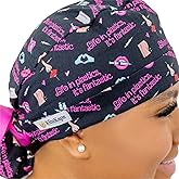 KimKaps Ponytail Style Surgical Nurse Scrub Hat - Cosmetic Surgery Themed Scrub hat Life in Plastics - Style 6 Multicolored