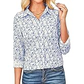 IBAOTORONI Wrinkle-Resistant Women's Floral Button Down Shirt 2025 Long Sleeve Blouse Casual Tops