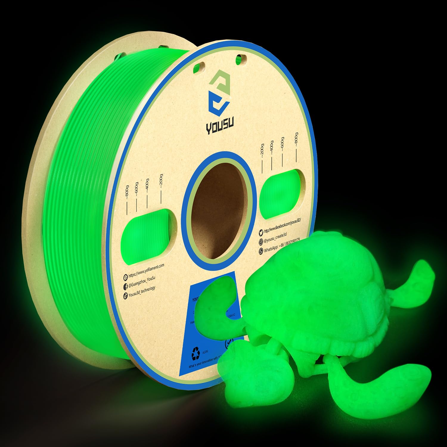 YOUSU Glow in The Dark Light Green PLA Filament