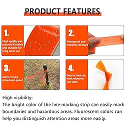 6 Pack Orange Flagging Tape, Non-Adhesive Plastic