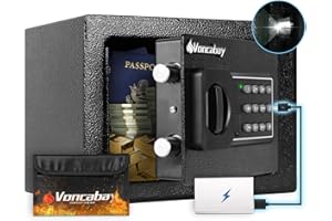 Voncabay Money Safe Box for Home with Sensor Light and Mute Function & Fireproof Security Safe Box for Money Safe with Emergency Power Outlet, Lock Box Fireproof Safe with Digital Keypad