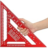WaKuKa Carpenter Square 12-inch Layout Tool Alloy Metal Triangle Ruler Protractor,RED(MER)