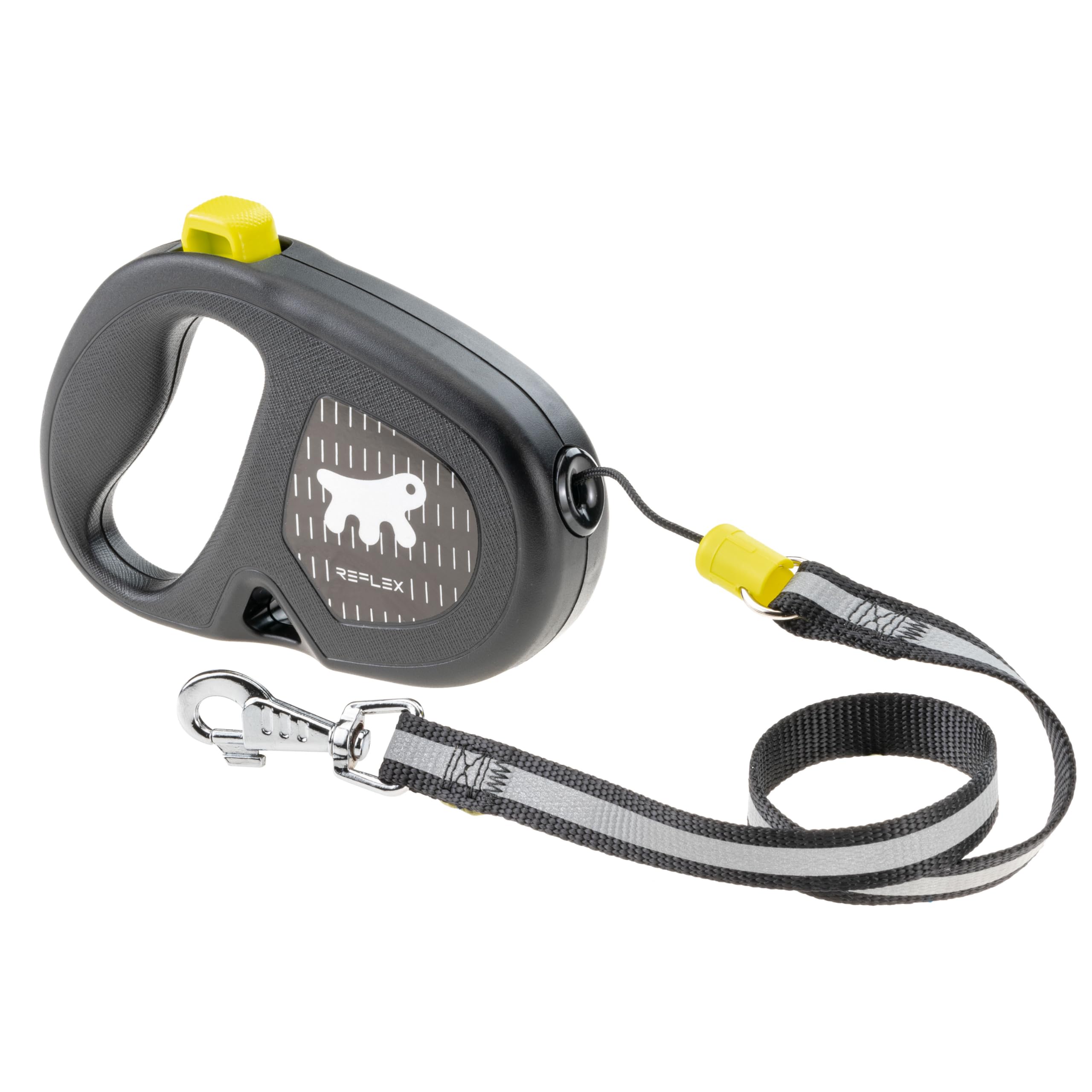 Ferplast FLIPPY ONE REFLEX Reflective Extendable Dog Lead - Evening Walks - Bag Holder - Lock & Release Button - Ergonomic Design - Cord - Max 20 Kg - 5m, Yellow
