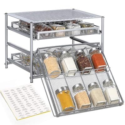 Buy NEX Spice Rack 3 Tier 24-Bottle Spice Drawer Organizer for Pantry ...