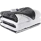 STHYTON Electric Blanket Twin - Soft Flannel Heated Blanket Twin Size 62x84 inches, Ultra Soft Fast Heating with 2-10 Timer Settings & 9 Heat Settings, Warm Gift for Grandma, Dark Gray