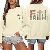 Kelxjia Faith Sweatshirts for Women Christian Jesus God Sweatshirt Religious Graphic Pullover Bible Verse Cross Vintage Tops