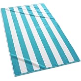 Kassatex Fine Linens Women's Cabana Stripe Beach Towel, Aqua, 40"" x 70"""