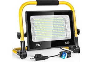 200W LED Work Light with Stand, BOSITE 22000LM Portable Work Light with 6.56FT Cord - IP67 Waterproof Flood Light for Outdoor