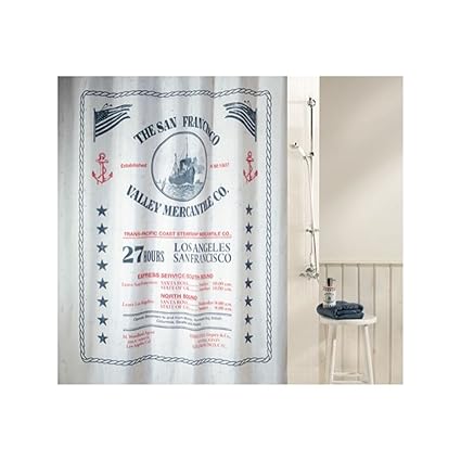 Spirella Anti-Schimmel Duschvorhang Sag Habour Anti-Bakteriell, waschbar, wasserdicht Polyester 180x200cm