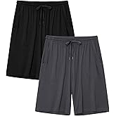 COLORFULLEAF Men's Pajama Shorts Soft Lightweight Sleep Shorts Comfy Lounge Pants with Pockets 2 or 3 Pack