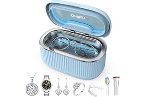 Onlikin 45KHz Ultrasonic Jewelry Cleaner, 5 Timer & 3 Power Modes, 35W Retainer Cleaner for Jewelry, Eyeglasses, Rings, Watch