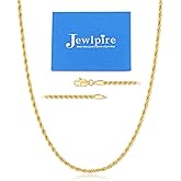 Jewlpire Silver Rope Chain/14k Gold Plated Chain Necklace for Men, 2.5mm 3mm 4mm Chains for Men Women, Stainless Steel Necklace Chains, Mens Necklaces 16 18 20 22 24 26 Inch