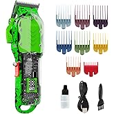 Tuanchuanrp Professional Hair Clippers for Men, Cordless Barber kit for Hair Cutting & Grooming, Hair Clippers Set for Barber Haircut with LED Display 8 Fade Taper Combs(Green)
