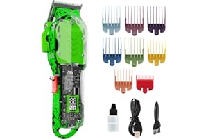 TUANCHUANRP Professional Hair Clippers for Men, Cordless Barber kit for Hair Cutting & Grooming, Green Hair Clippers Set for Barber Haircut with LED Display 8 Fade Taper Combs