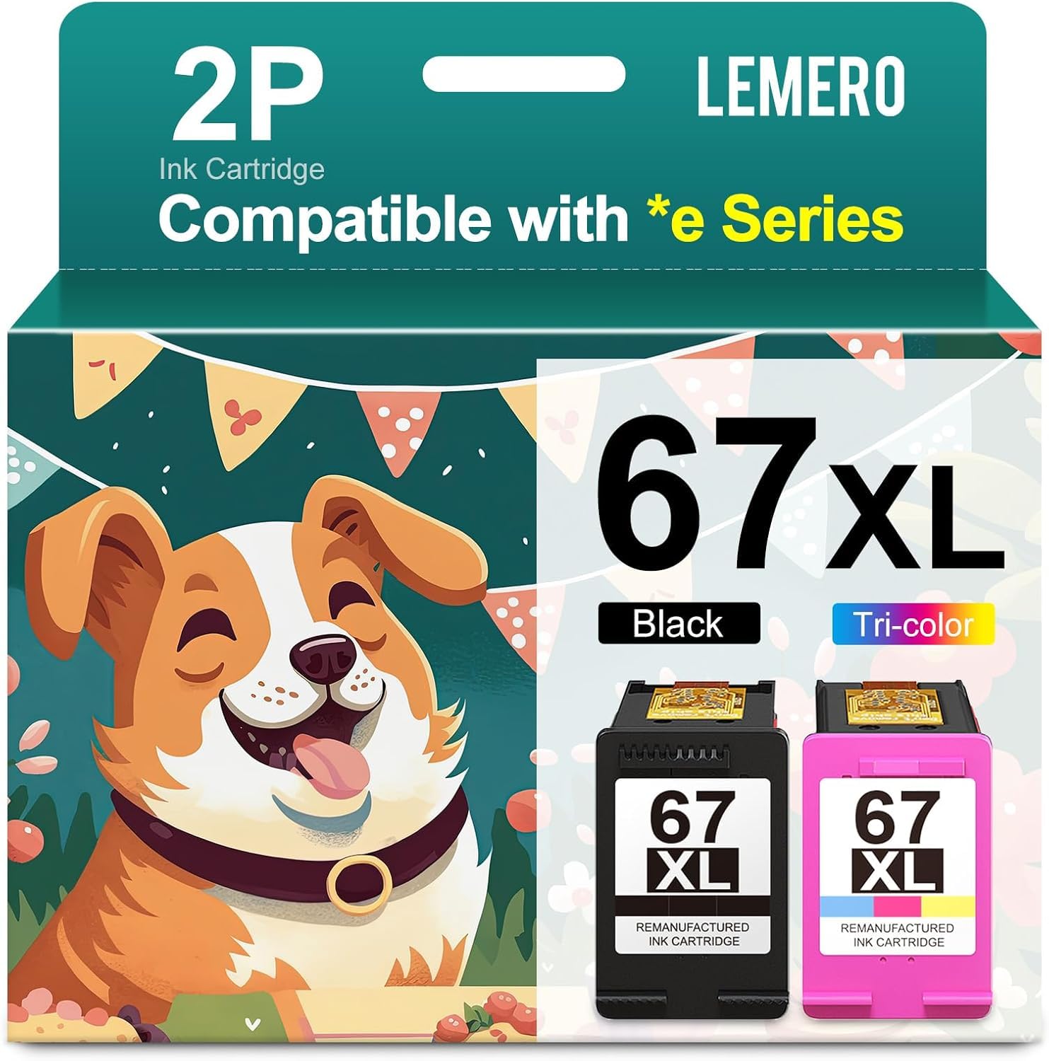 Photo 1 of 67XL Ink Cartridges Black/Color Combo Pack Remanufactured Ink Cartridge Replacement for HP Ink 67 67XL HP Printer Ink 67 for Deskjet 2752e 2755e 2700 Envy 6055e 6000 Printer, 2-Pack