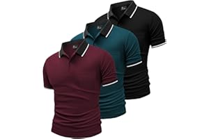 GEEK LIGHTING 3 Pack Mens Polo Shirts Short Sleeve Athletic Polo for Men Casual Moisture Wicking T-Shirts with Pocket