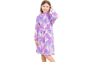 Doctor Unicorn Soft Hooded Rainbow Bathrobe Sleepwear for Girls