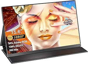 Portable Monitor - UPERFECT 15.6" 100% DCI-P3, 99% Adobe RGB, 500 Nits Brightness, FHD 1920x1080 IPS Screen, HDR Gaming Computer Display with USB C for Laptop, PC, MAC, Phone, PS4/3, Xbox, Switch