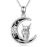 CUPENDA Sterling Silver Cute Animal Pendant Necklace Fox/Snake/Unicorn/Owl on Moon/Rabbit/Horse Necklace Jewelry for Women Mom Sister