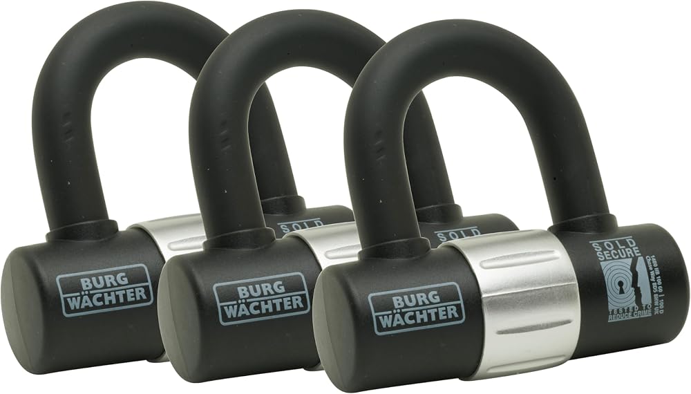 Burg-Wächter 100D Sold Secure Gold U Lock Trio Pack Keyed Alike Black