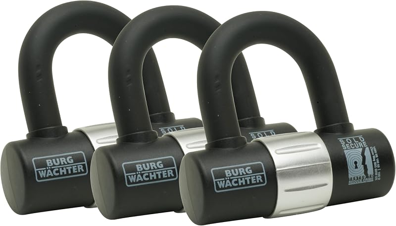 Burg-Wächter 100D Sold Secure Gold U Lock Trio Pack Keyed Alike Black