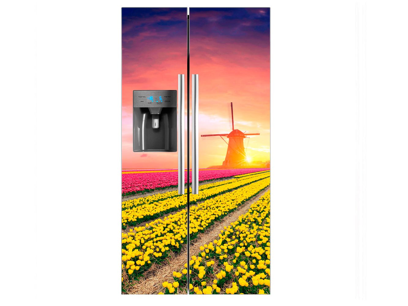 Vinilo Frigorífico Americano Campo Tulipanes | 91x176cm | Varias ...