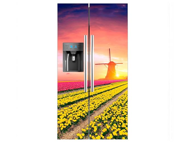 Vinilo Frigorífico Americano Campo Tulipanes | 91x176cm | Varias ...