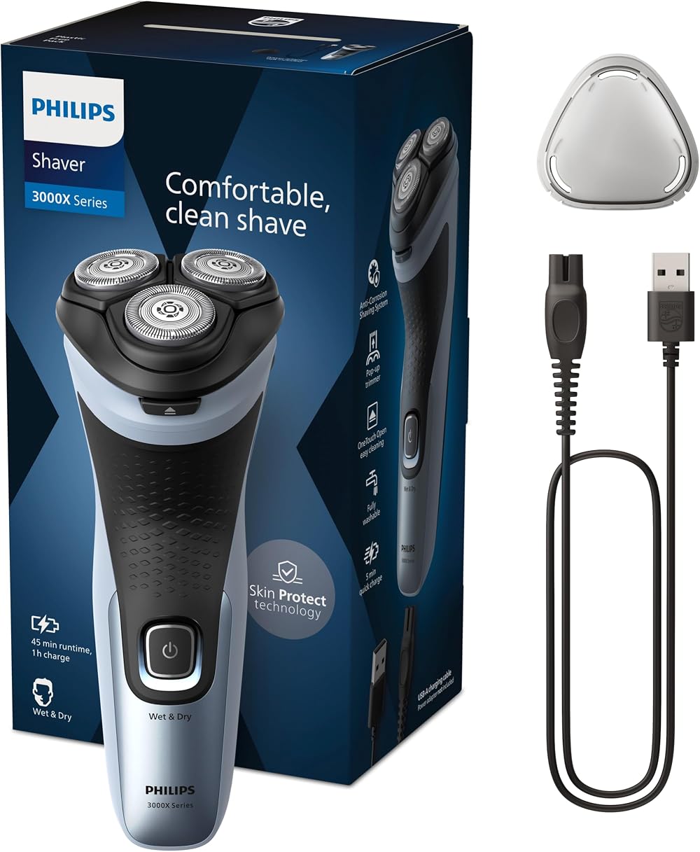 Philips Series 3000X Wet & Dry Electric Shaver Celestial Blue X3053/00