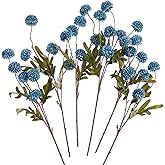 SITUMEIZI Dusty Blue Flowers, Faux Silk Mini Chrysanthemum Stems, 6Pcs Fake Mums Artificial Flowers for DIY Wedding Centerpieces Arrangements and Floral Crafts