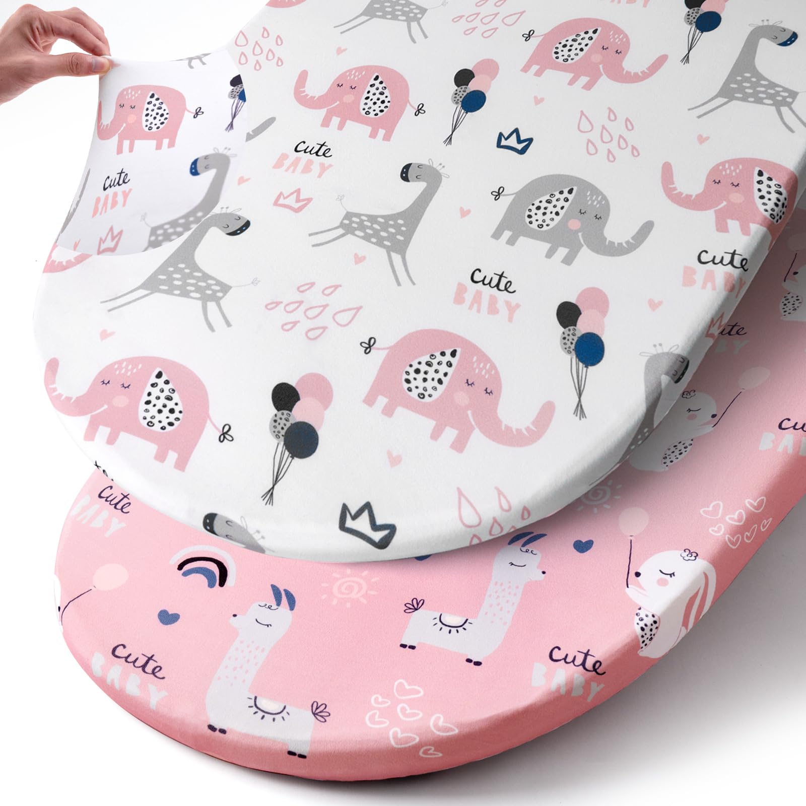Photo 1 of Stretch Fitted Bassinet Sheet Set BROLEX 2 Pack Cradle Sheets for Bassinet Pad/Mattress,Unisex Boys Girls,Ultra Soft,Elephant Rabbit