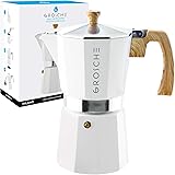 GROSCHE Milano Stovetop Espresso Maker Moka Pot 9 espresso Cup- 15.2 oz, White - Cuban Coffee Maker Stove top coffee maker Mo