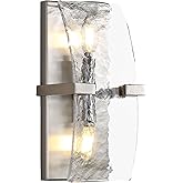 Aenon 2-Light Wall Sconce in Pewter with Hammered Water Glass