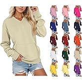 Rtdyvyuhb V Neck Sweatshirt Women with Pocket No Hood Comfy Soft Fall Winter Outfits Lounge Long Sleeve Casual Pullover Top